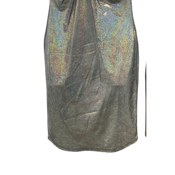 Metallic Off-Shoulder Lace-Up Mini Dress S/M/L Black & Purple I - Picture 4 of 5